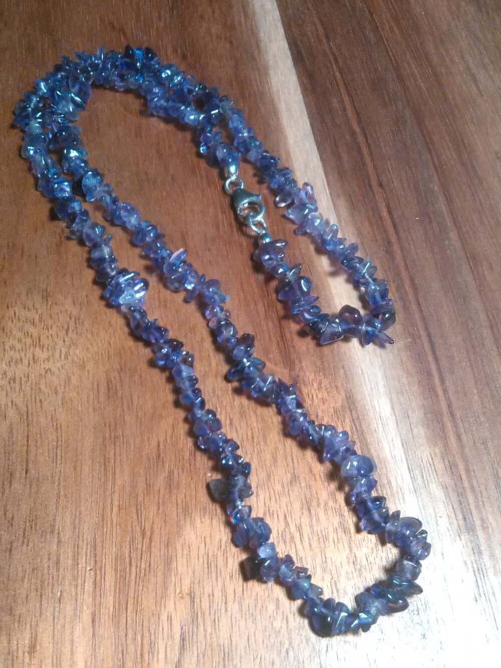 African Amethyst Chips Sterling Silver Necklace (20 Inch)